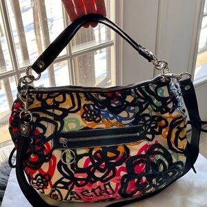 Coach Black and Multicolor Graphic Shoulder Bag